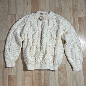 NONIA Cream Children's Fortune Bay Chunky Pullover 100% Wool Handmade NWT Size 6